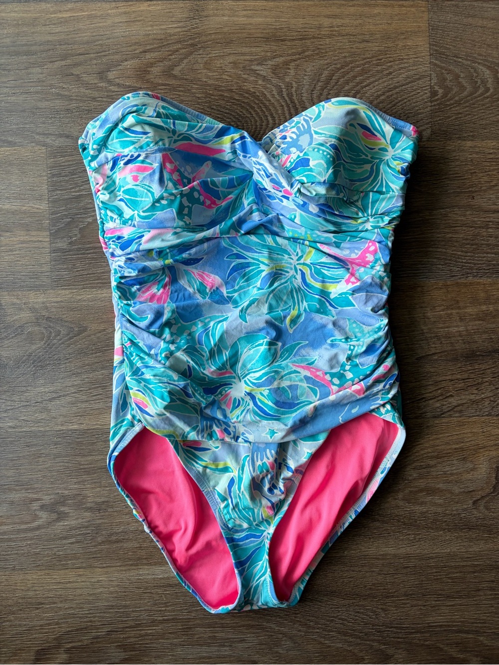 Lilly Pulitzer Tropical Bandeau One Piece Swimsuit Resort Coastal tropical Sz 12